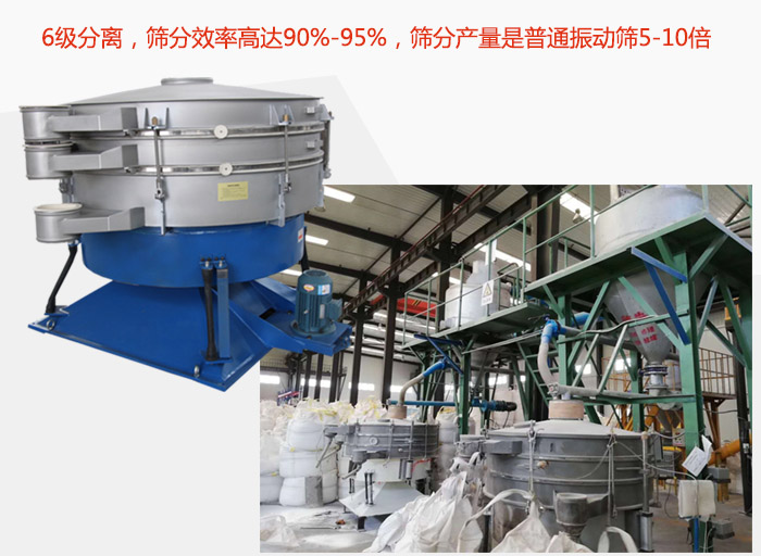 搖擺篩采用6級分離，篩分效率高達90%-95%，篩分產量是普通振動篩5-10倍